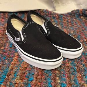 Vans Black and White Slip-On Skate Sneakers